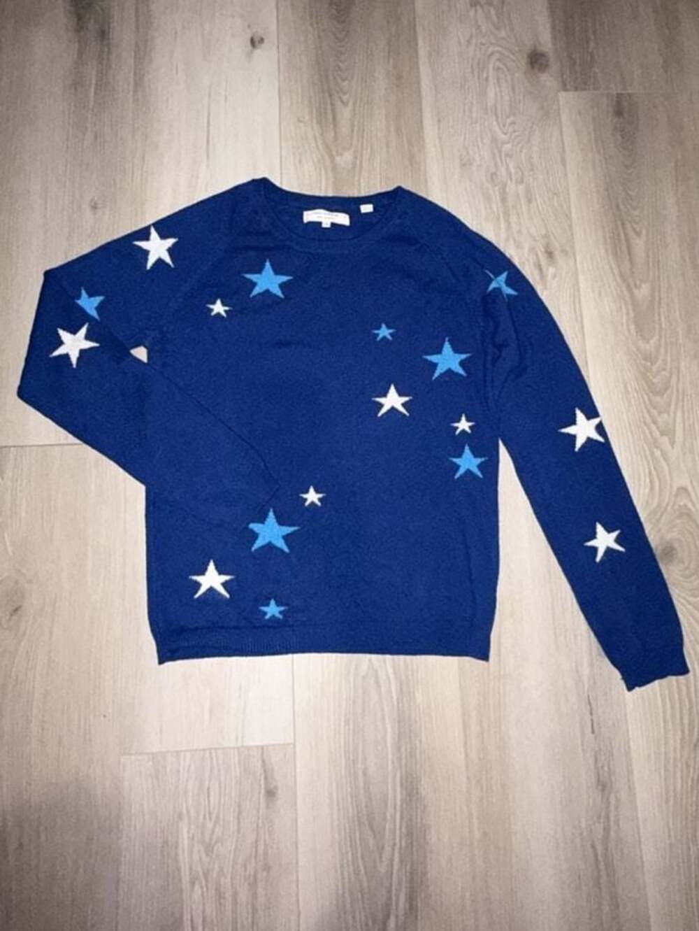 Chinti & Parker 100% Cashmere Navy Blue Star Intarsia Crewneck Sweater